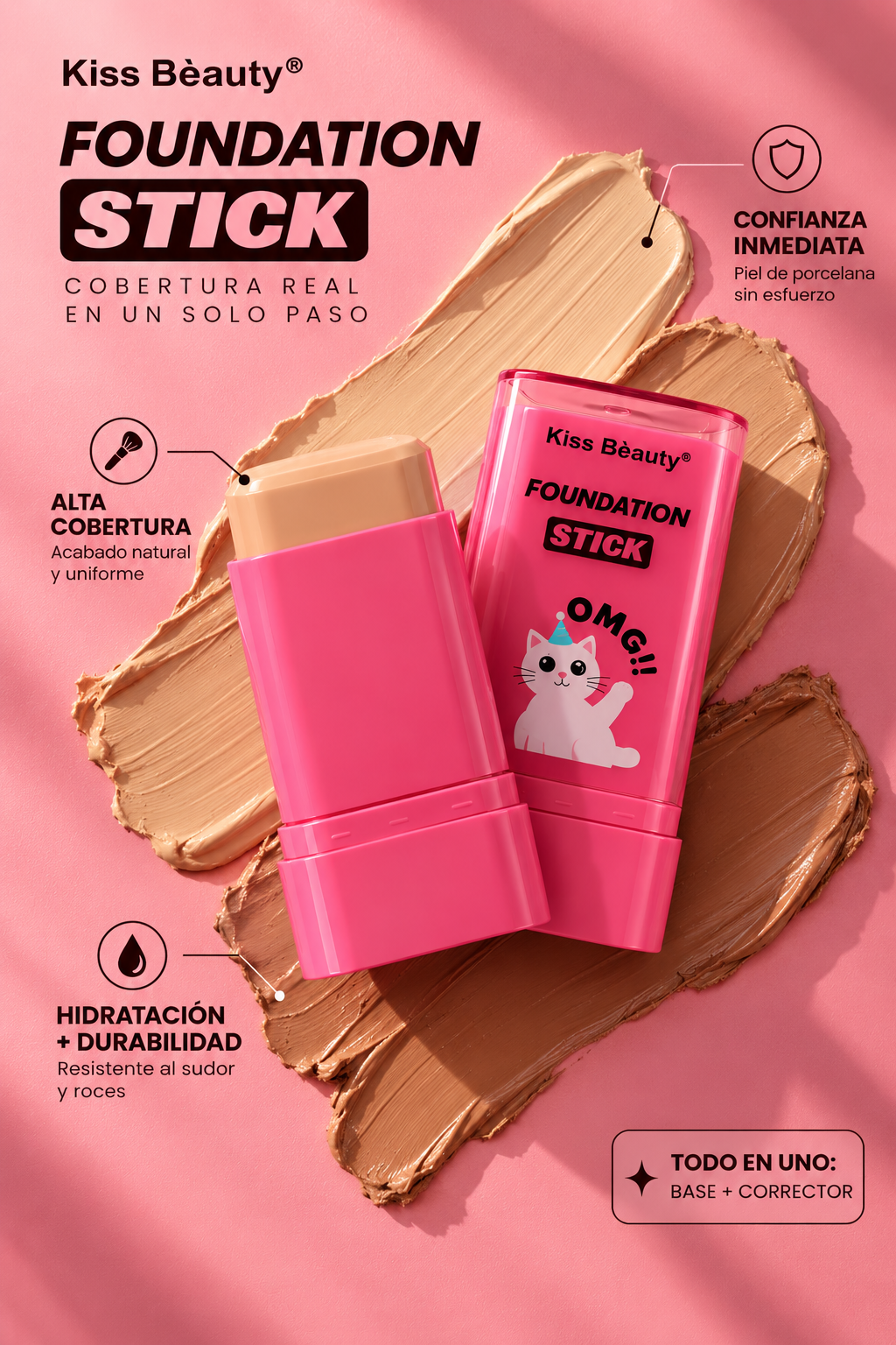 Base en Barra Piel de Porcelana · Kiss Beauty