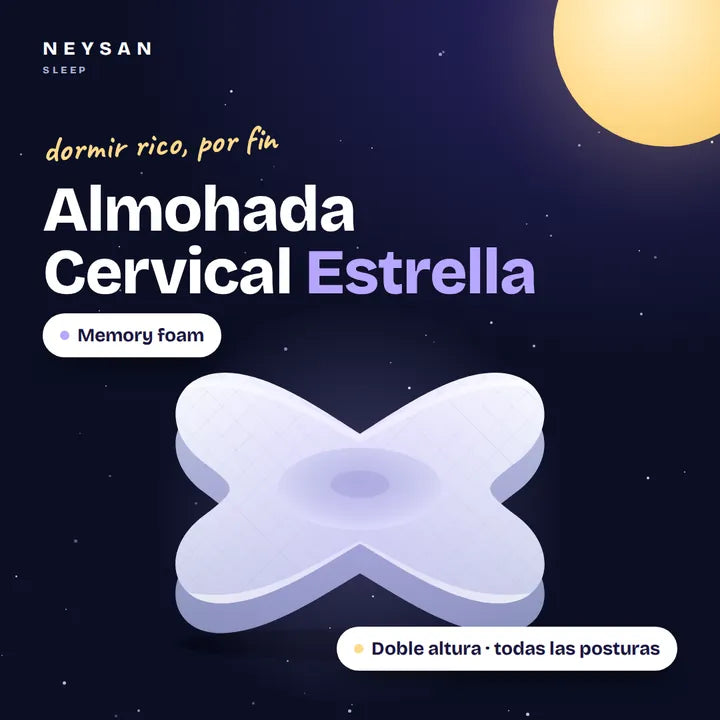 Almohada Cervical Estrella de memory foam con doble altura: de lado, boca arriba o boca abajo