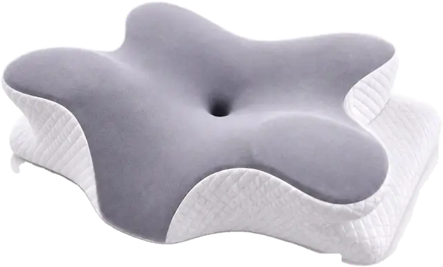 Almohada Cervical Estrella gris con borde blanco acolchado