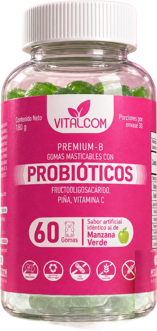 Frasco de gomitas con probióticos x60