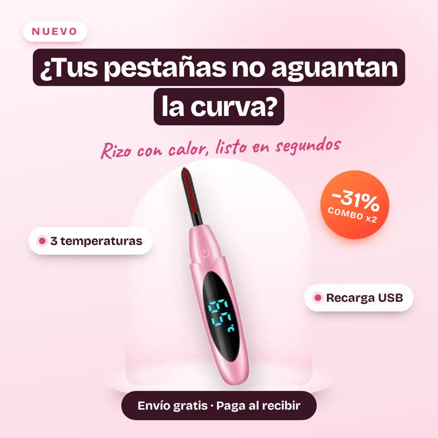 Rizador de pestañas eléctrico NEYSAN Beauty: rizo con calor, listo en segundos. 3 temperaturas y recarga USB