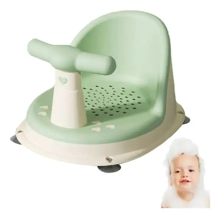 Silla de baño para bebé verde con ventosas en la base