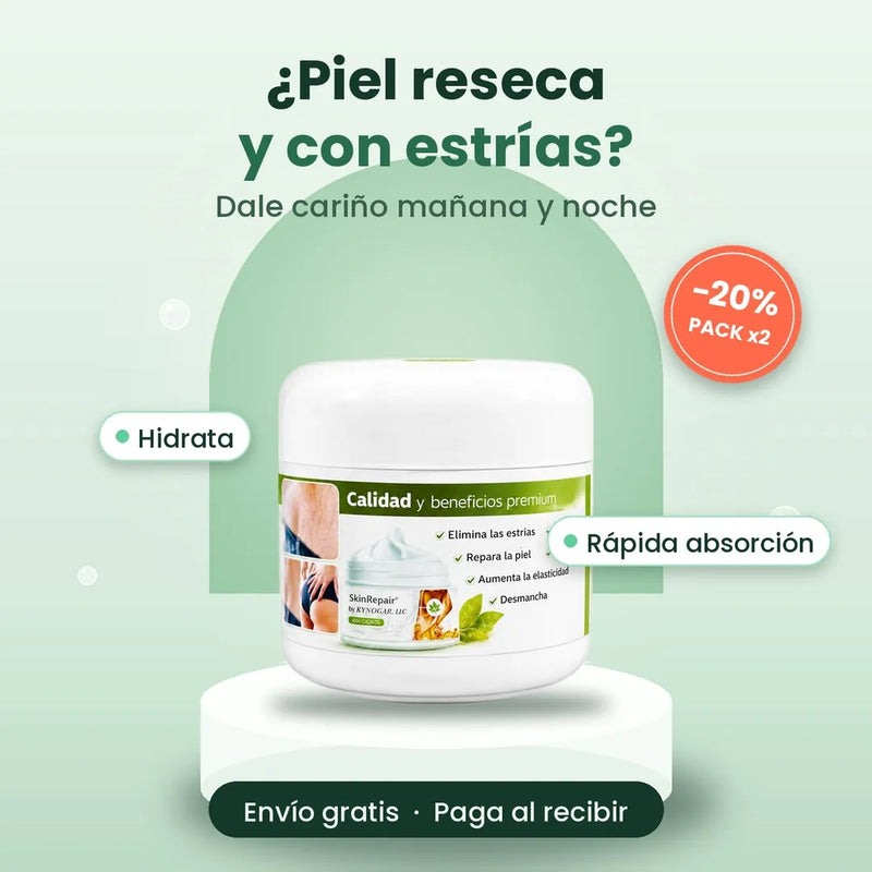 Crema SkinRepair: ¿piel reseca y con estrías? Dale cariño mañana y noche. Envío gratis, paga al recibir